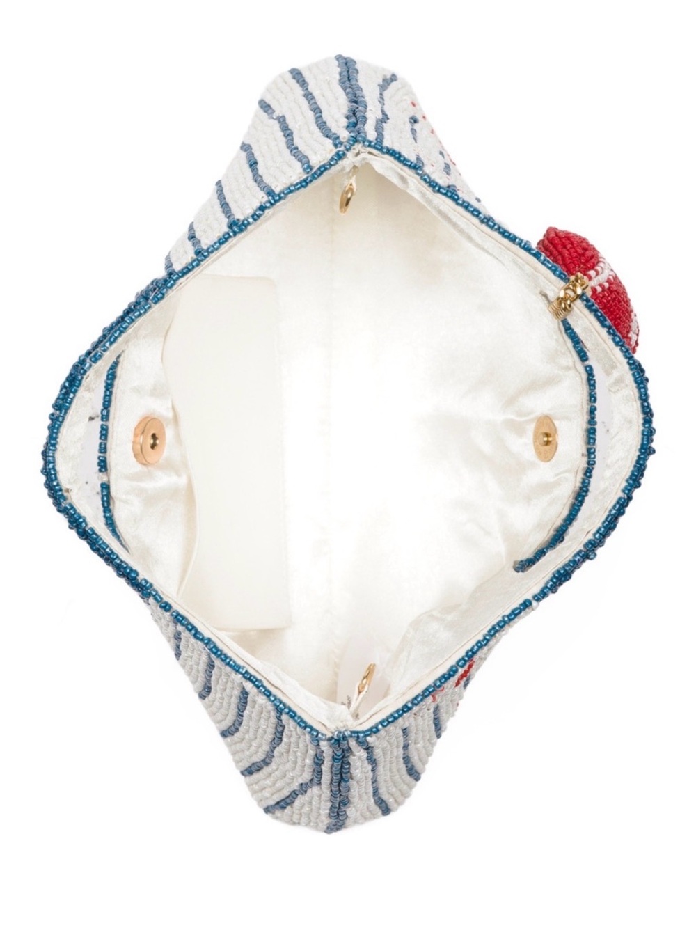 Beaded Baseball Print Crossbody - Blue, Red & Cream with red baseball bag charm - Picture 2 of 8